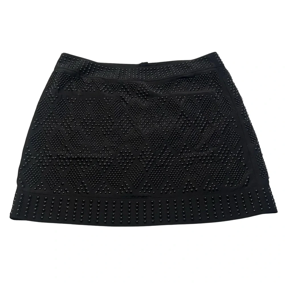 See By Chloe Metal Studded Silk Mini Skirt | Black | Size 8
